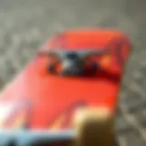 A close-up view of a 6.75 skateboard showcasing its unique deck design.