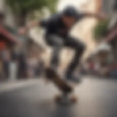 Action shot of skateboarding highlighting performance and tricks