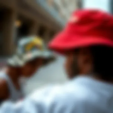 Adidas bucket hats worn in an urban skateboarding environment, illustrating their cultural relevance