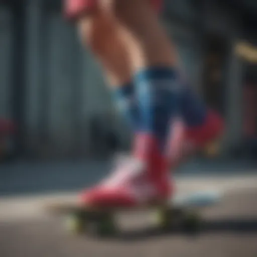 Colorful Adidas socks displayed on a skateboard