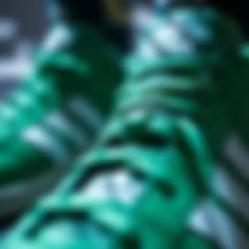 Close-up of the adidas Matchbreak Super Green showcasing its unique design elements