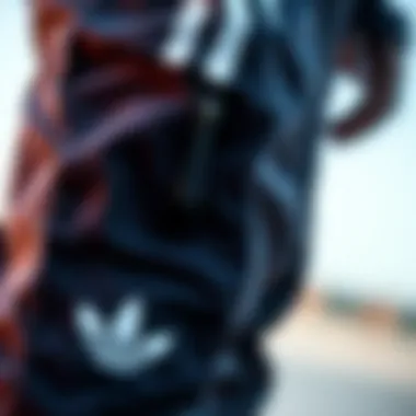 Fabric Detail of adidas Zip Up Pants Close-up view of adidas zip up pants showcasing fabric texture