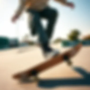 Action Shot of Skateboarder in Zip Up Pants Skateboarder wearing adidas zip up pants in action