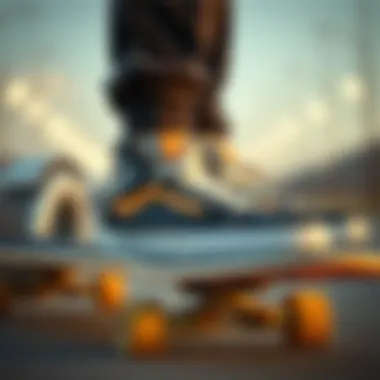 A pair of affordable skating shoes on a skateboard.