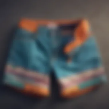 A vibrant display of various cloth shorts showcasing different styles and colors popular in skateboarding.