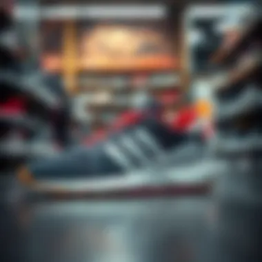 Trendy Adidas shoes displayed in a retail setting