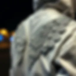 Detailed view of rhinestone embellishments on an angel wing hoodie