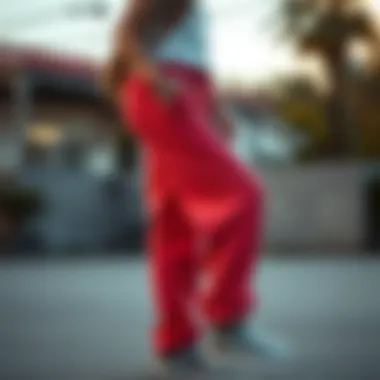 Casual outdoor setting featuring baggy sweats in everyday life