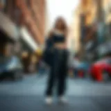 Stylish baggy sweats paired with a cropped top