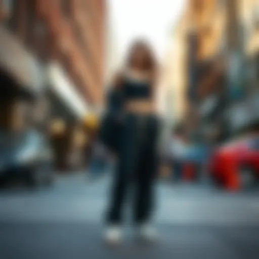 Chic Combination of Baggy Sweats and Cropped Top Stylish baggy sweats paired with a cropped top