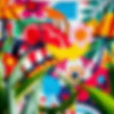 A vibrant tapestry banner showcasing abstract art