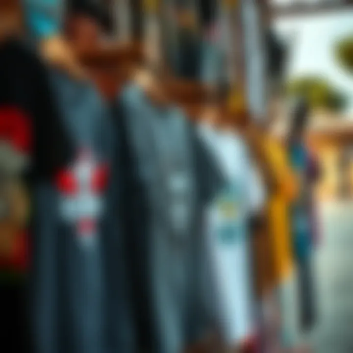 Diverse range of graphic tees on display