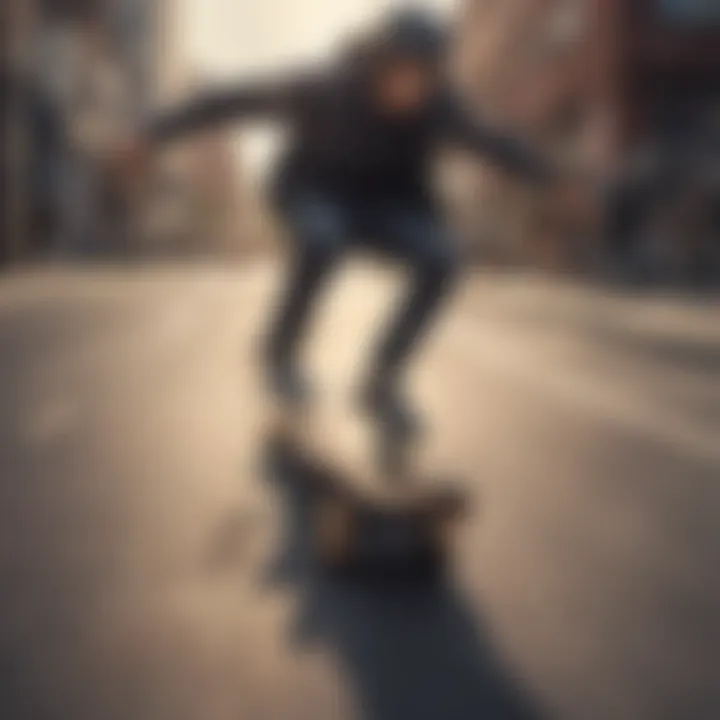 A rider performing a trick on the Cardiff skate cruiser in an urban environment.