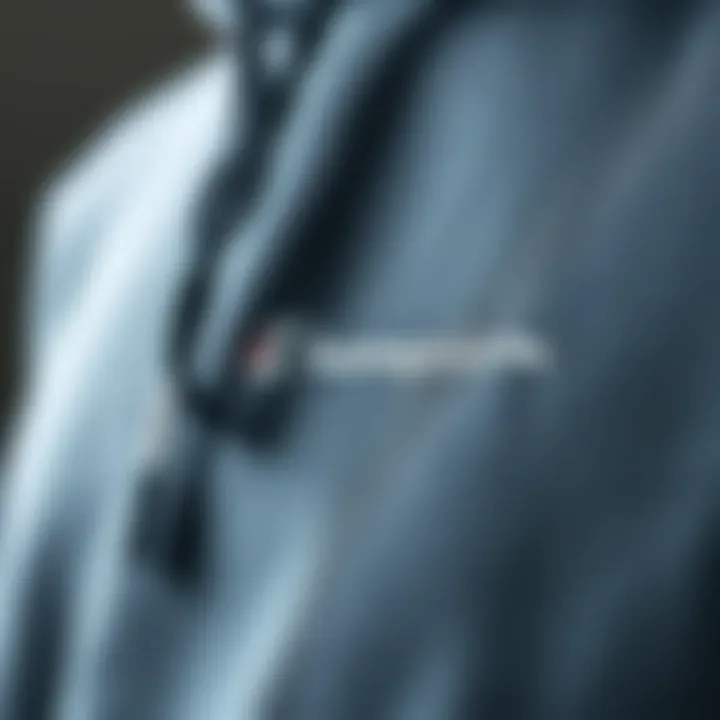 Texture of Champion Hoodie Fabric A close-up of the fabric texture of a Champion hoodie sweatshirt