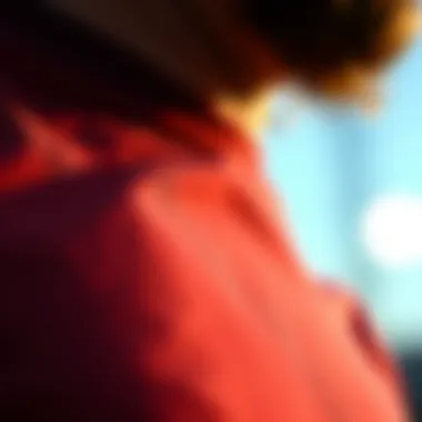 Close-up of the materials used in Champion long sleeve shirt