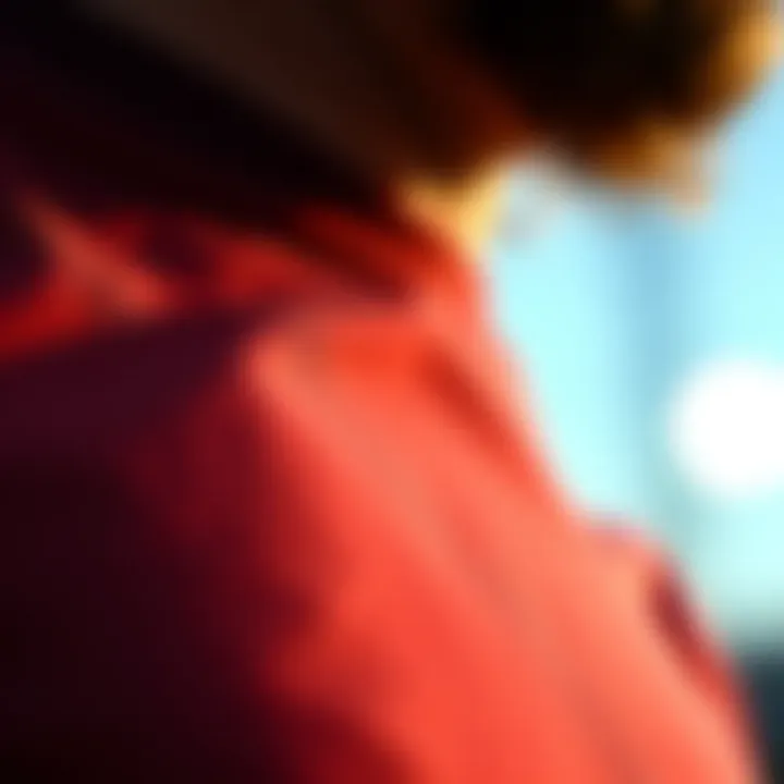 Close-up of the materials used in Champion long sleeve shirt