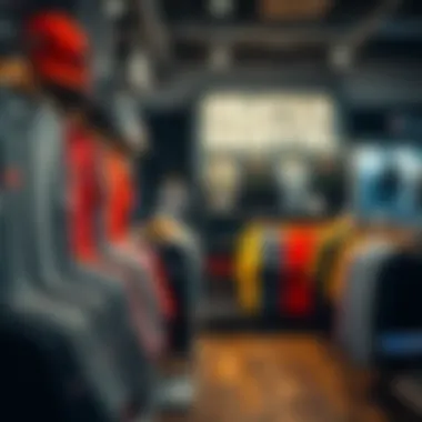 Diverse selection of Champion clothing displayed in a retail store