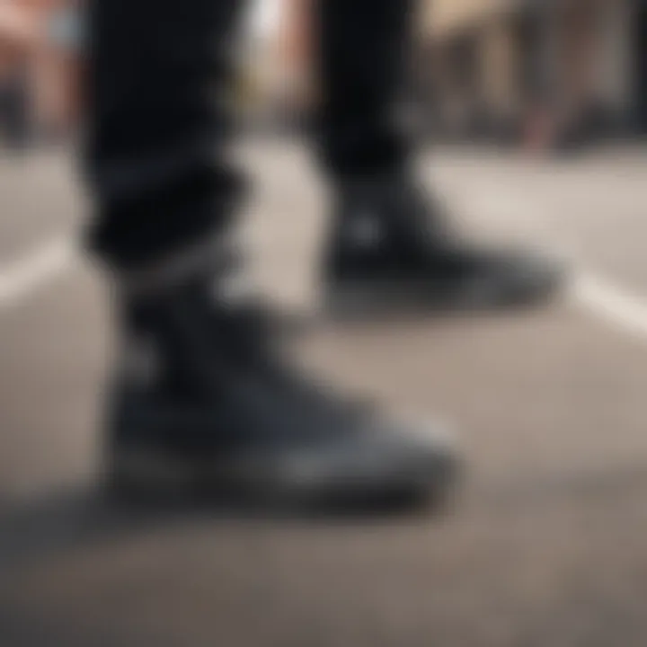 Stylish skateboarder wearing Chuck Taylor All Star Lugged Black on the street