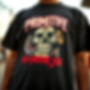 Close-up of the design details on the Primitive Mystery Tee
