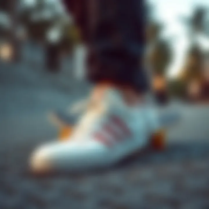 Club C 85 shoes in a skateboarding environment