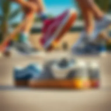 Collage of various Vans Walker shoes styles in skateboarding