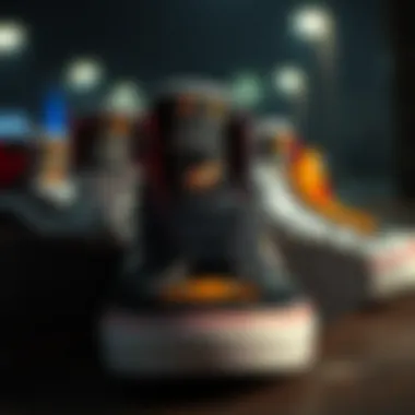 A collage of various embroidered high tops from different brands