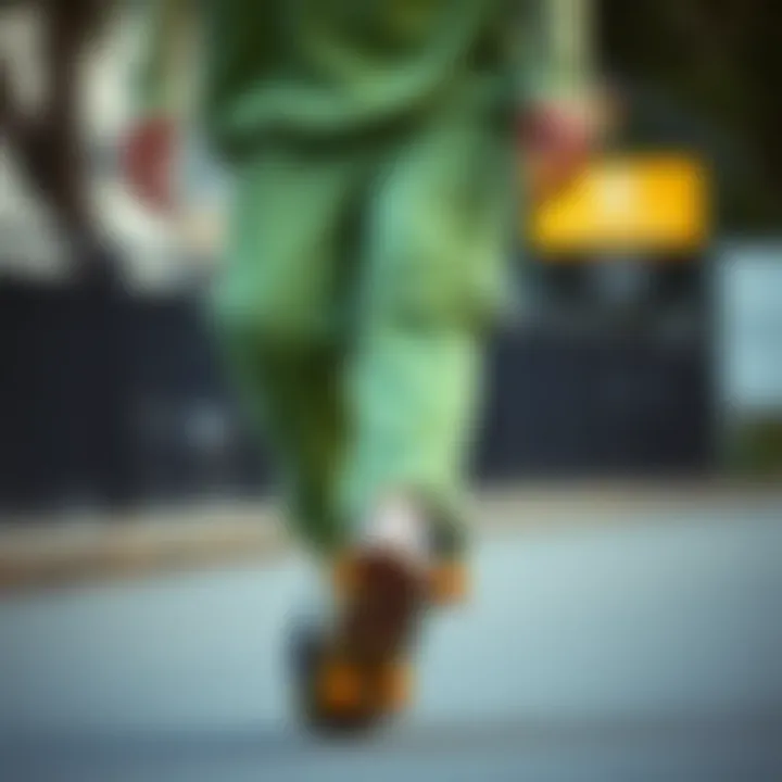 Color palette including sage green in skate fashion design