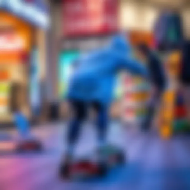 A visual comparison of physical and online skateboard shopping