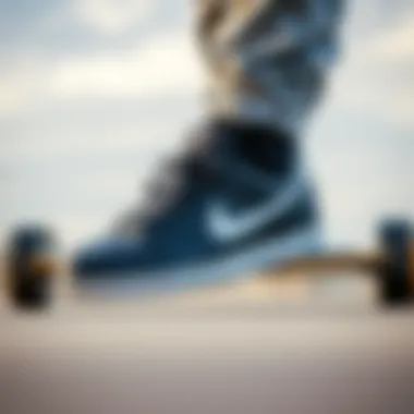 Stylish Nike skate shoes paired with trendy skateboard gear