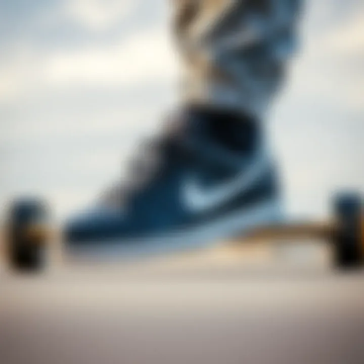 Stylish Nike skate shoes paired with trendy skateboard gear