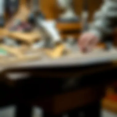 Detailed view of construction techniques used in skate deck assembly