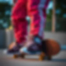 Cuffed Adidas joggers styled with skateboard gear