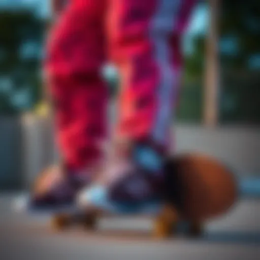 Cuffed Adidas joggers styled with skateboard gear