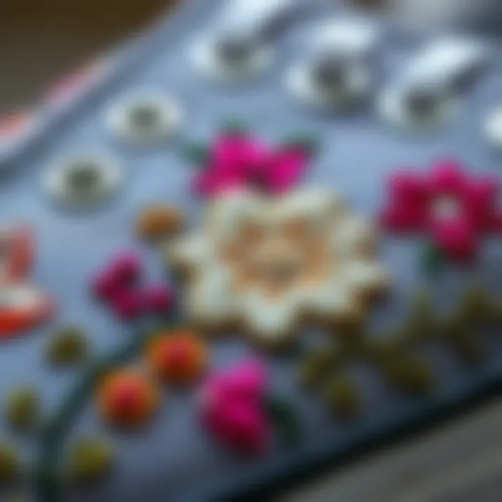 Close-up of intricate designs on sneaker fabric