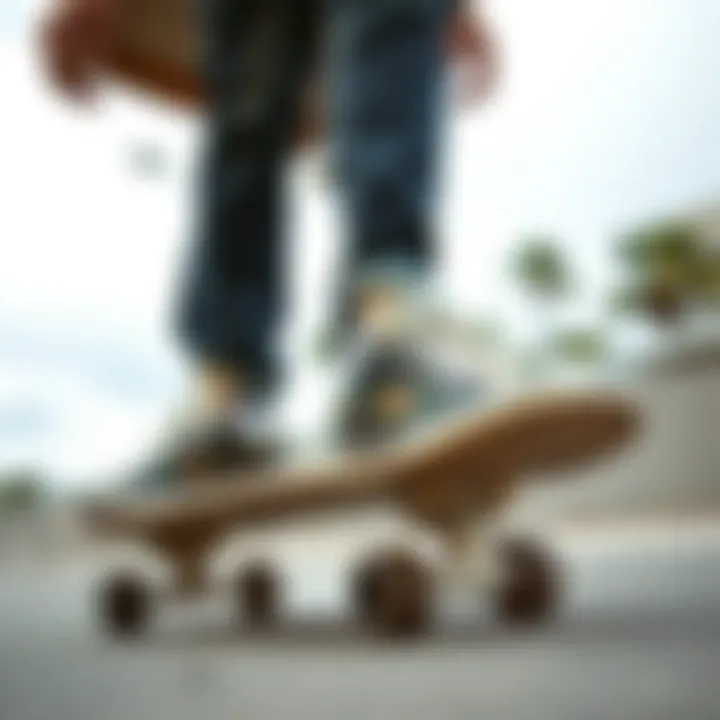 Skateboarder showcasing personalized Chuck Taylor sneakers