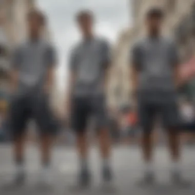 Group of skaters hanging out in a city setting, showcasing street fashion