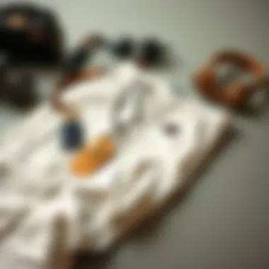 Flat lay of Dickies white cargo pants styled with accessories.