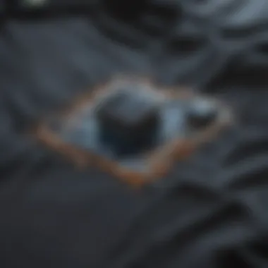 Close-up of the embedded technology in an electric t-shirt