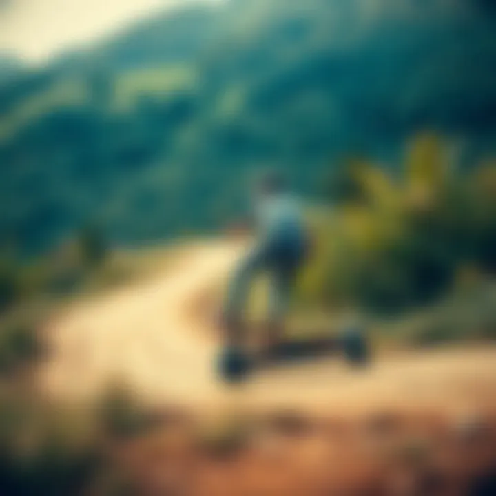 Person riding an electric skateboard in nature