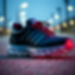 A close-up of a sleek Adidas sneaker with clear soles showcasing its intricate design