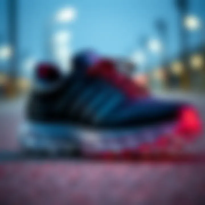 A close-up of a sleek Adidas sneaker with clear soles showcasing its intricate design