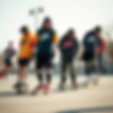 Group of skateboarders in Nike outfits enjoying a session
