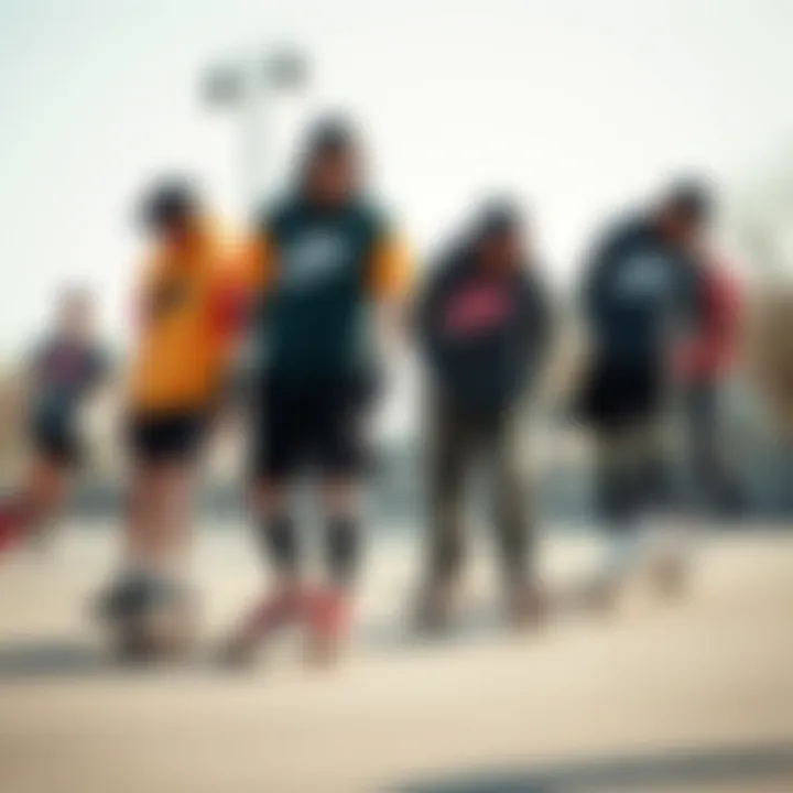 Group of skateboarders in Nike outfits enjoying a session