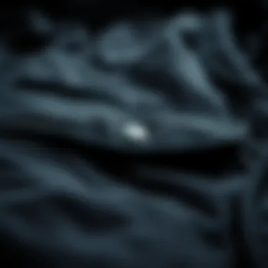 Close-up of black camo jacket fabric and details