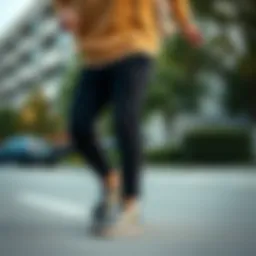 Stylish black cropped chinos paired with skate shoes