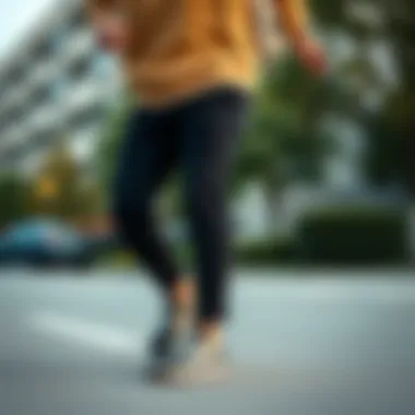 Stylish black cropped chinos paired with skate shoes