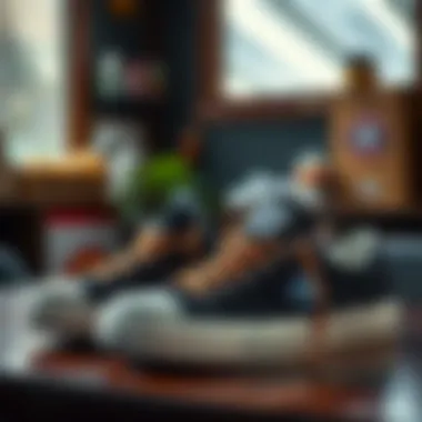 Maintenance tips for caring for Converse suede sneakers displayed on a table