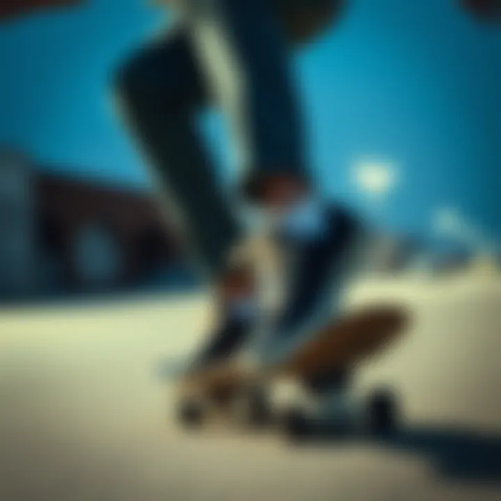 A skateboarder performing tricks while wearing Converse suede sneakers