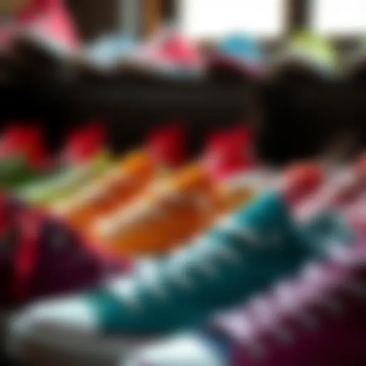 Stylish arrangement of Converse suede sneakers in various colors