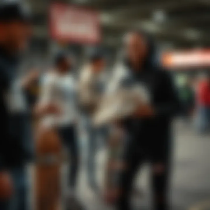 Group of skaters displaying their customized Vans at a skate event